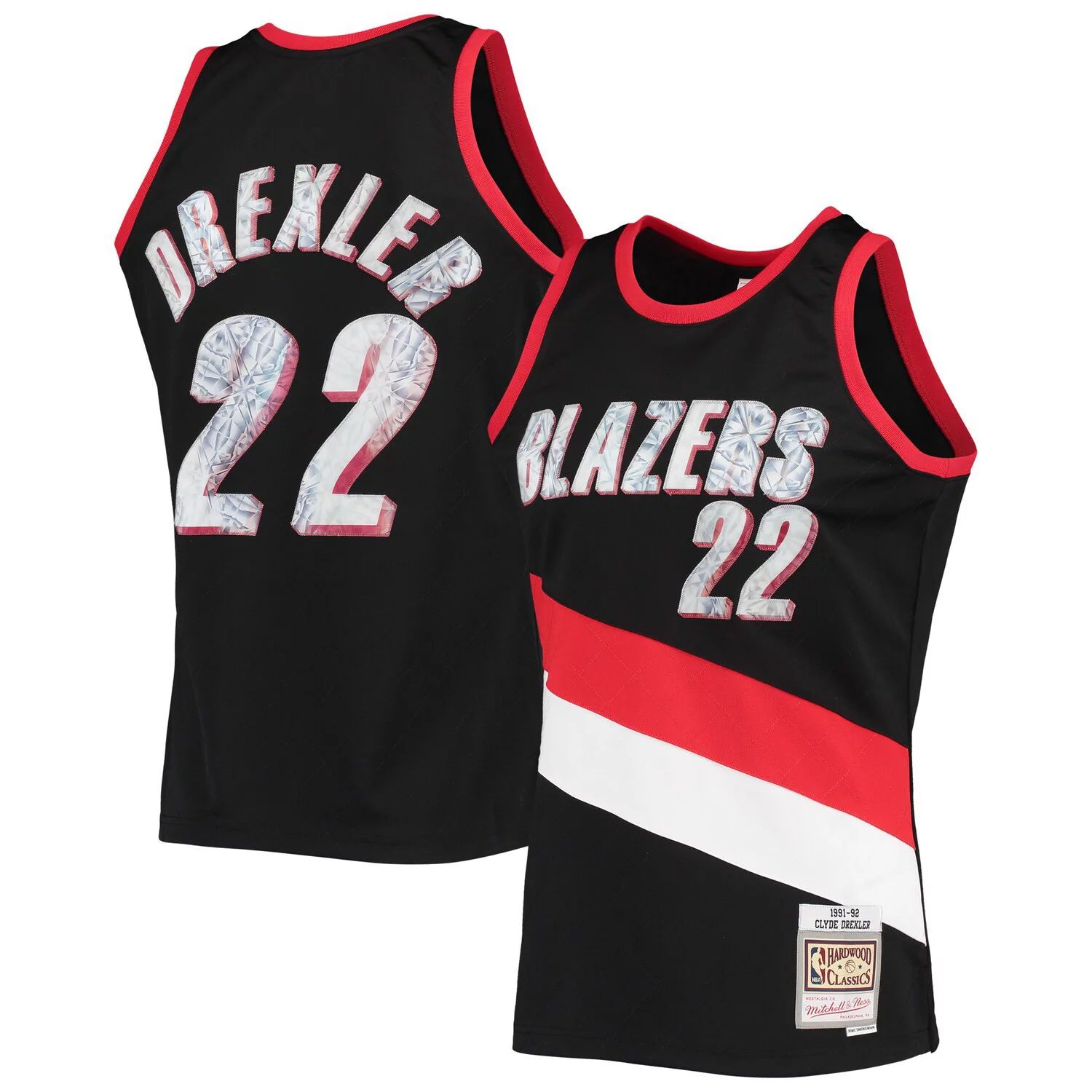 

Мужская футболка Mitchell & Ness Clyde Drexler Black Portland Trail Blazers 1996-97 Hardwood Classics NBA Diamond Swingman, посвященная 75-летию НБА