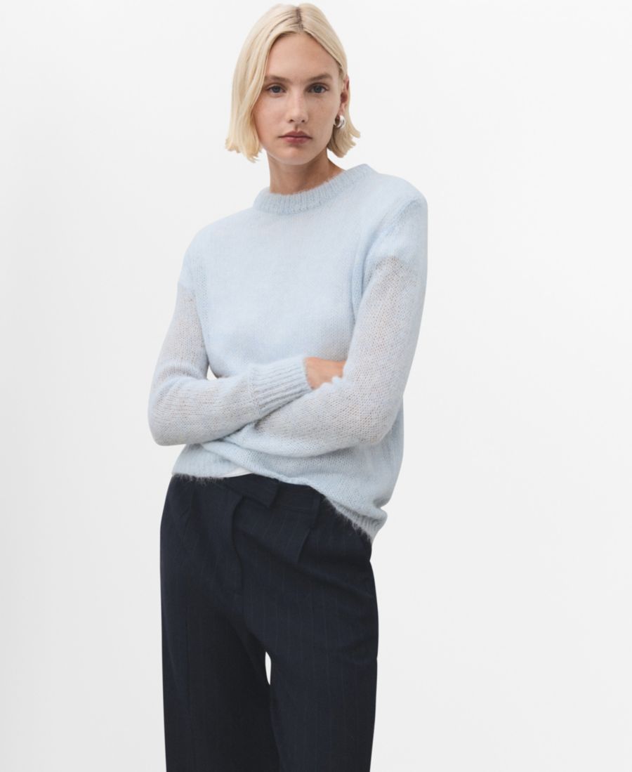 

Женский полупрозрачный свитер из альпаки MANGO, Sky Blue