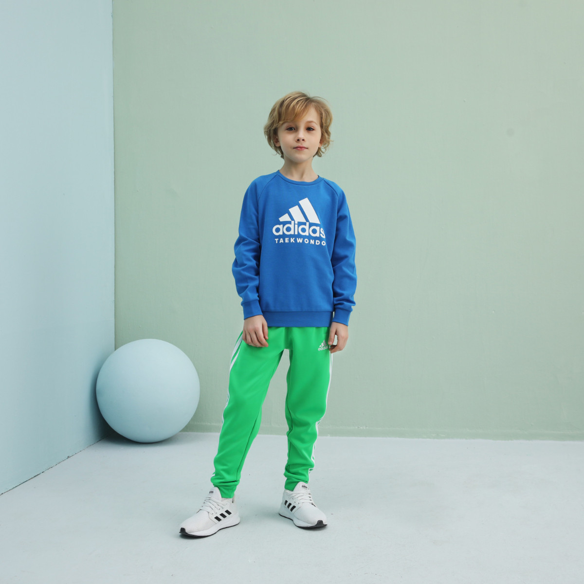Свитшот синий/белый детский Adidas — фото 3