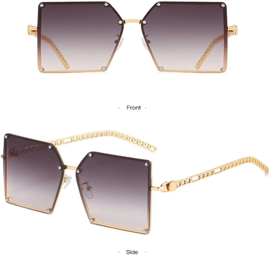 

Женские солнцезащитные очки без оправы, стильные винтажные очки большого размера с градиентным переходом цвета, модные женские солнцезащитные очки KTUCN, Gold-black