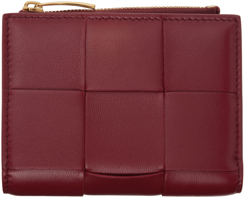 

Красный маленький складной бумажник на молнии с кассетой Bottega Veneta