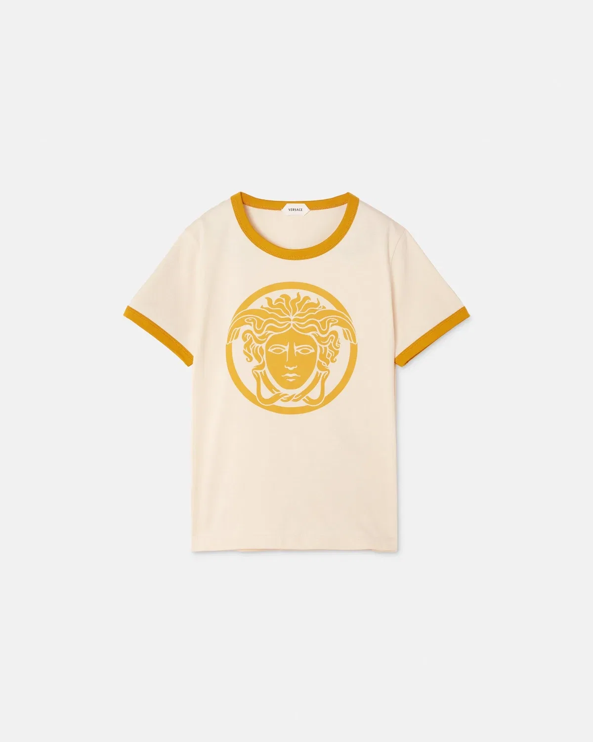 Детская хлопчатобумажная футболка с принтом VERSACE, белый