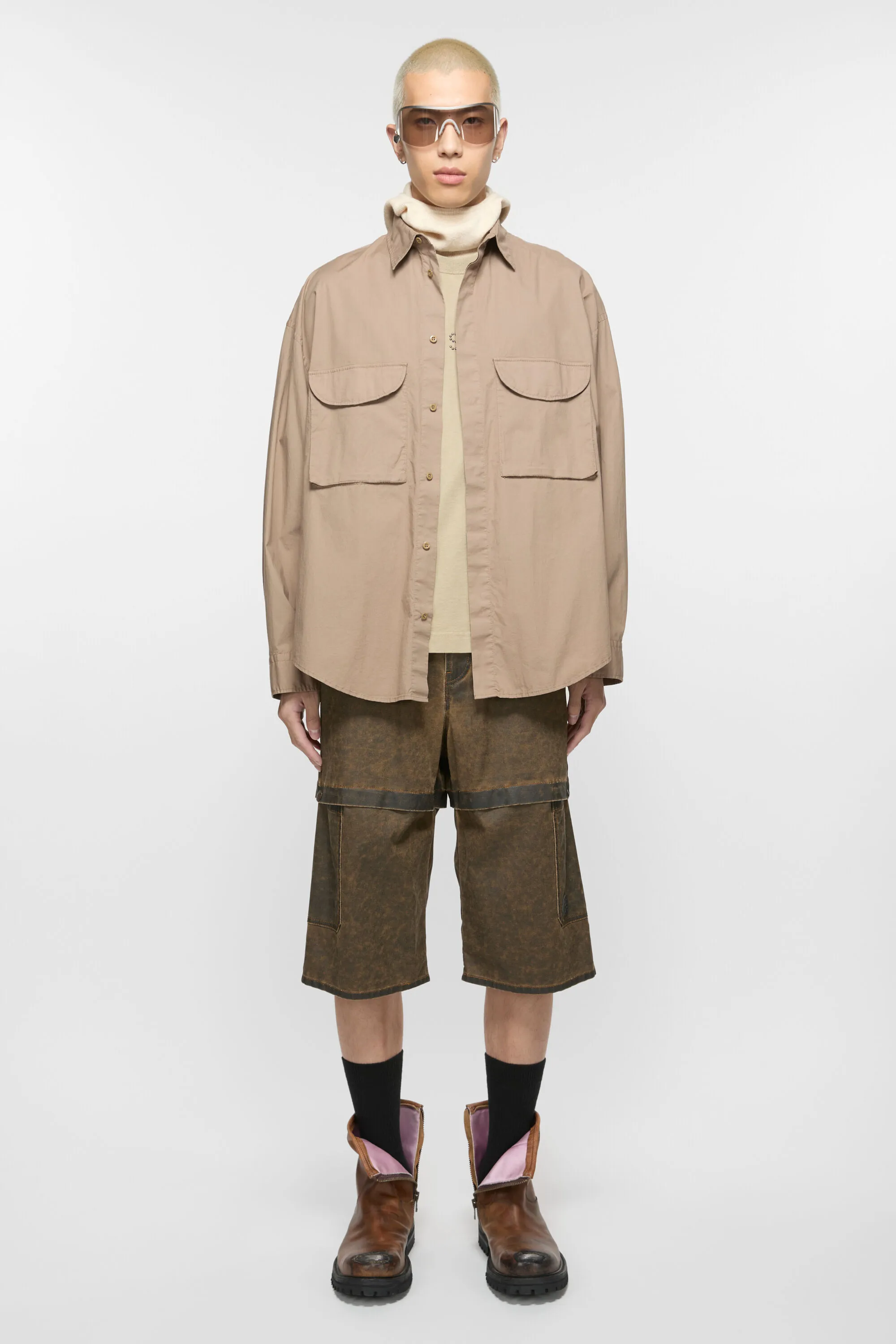 

Шорты с покрытием из хлопка Acne Studios, коричневый