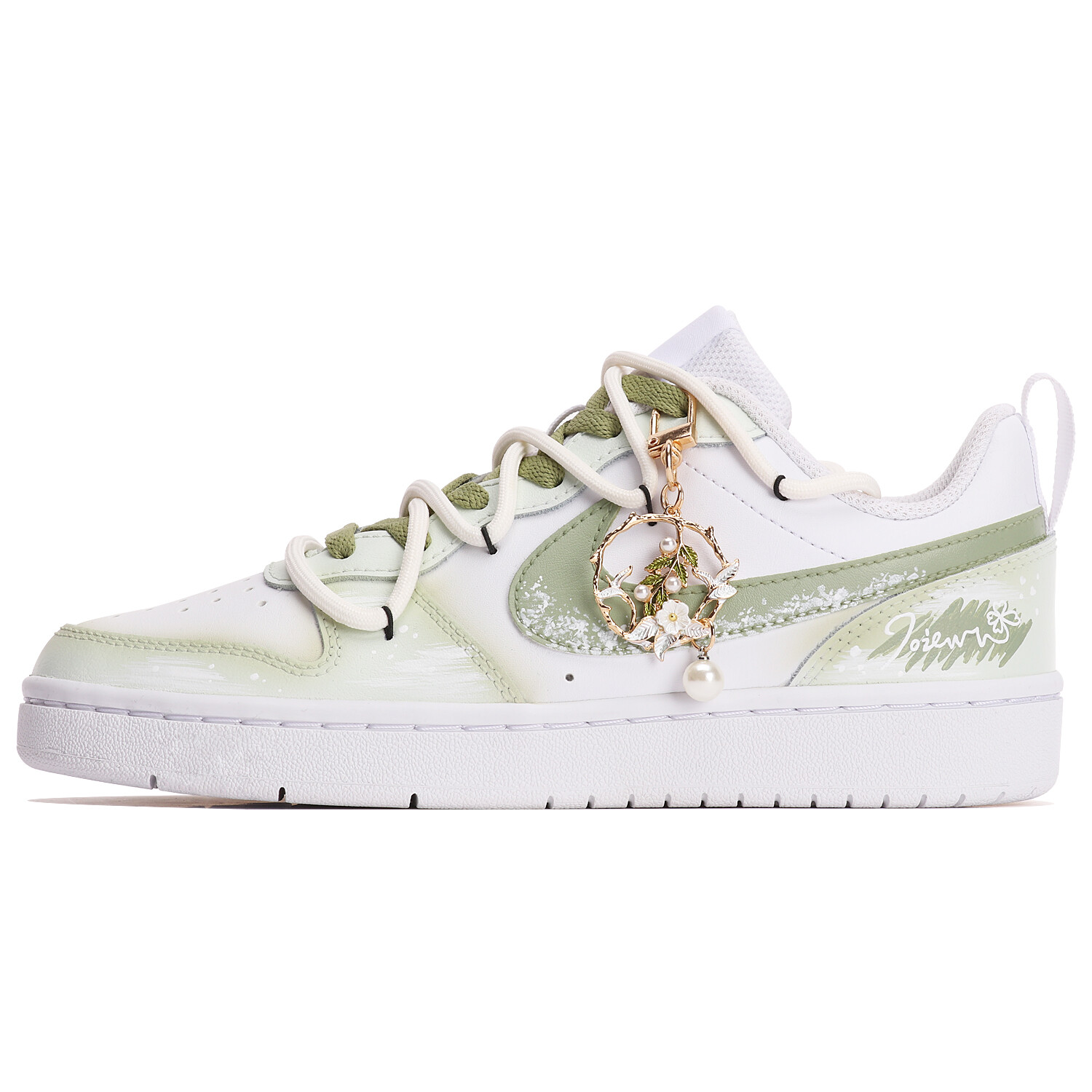 

Кроссовки Nike Court Borough Skateboard Shoes Women's Low-Top Green White, Зеленый, Кроссовки Nike Court Borough Skateboard Shoes Women's Low-Top Green White