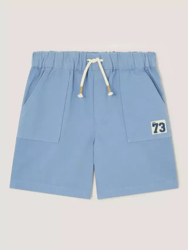 Детские однотонные хлопковые шорты без застежек Monsoon, Blue — фото 2