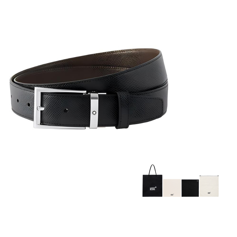 

MONTBLANC Кожаный ремень из коровьей кожи мужской черный ширина 3,5 см