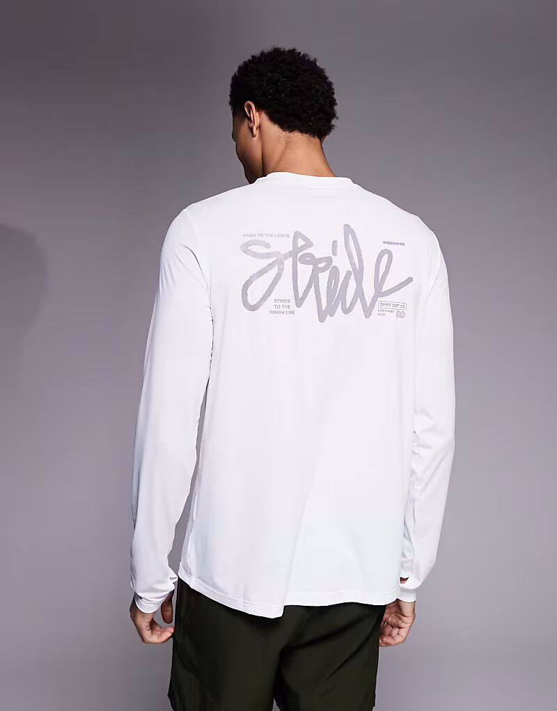 

Быстросохнущая сетчатая футболка с принтом на спине, длинный рукав, белый цвет 4505