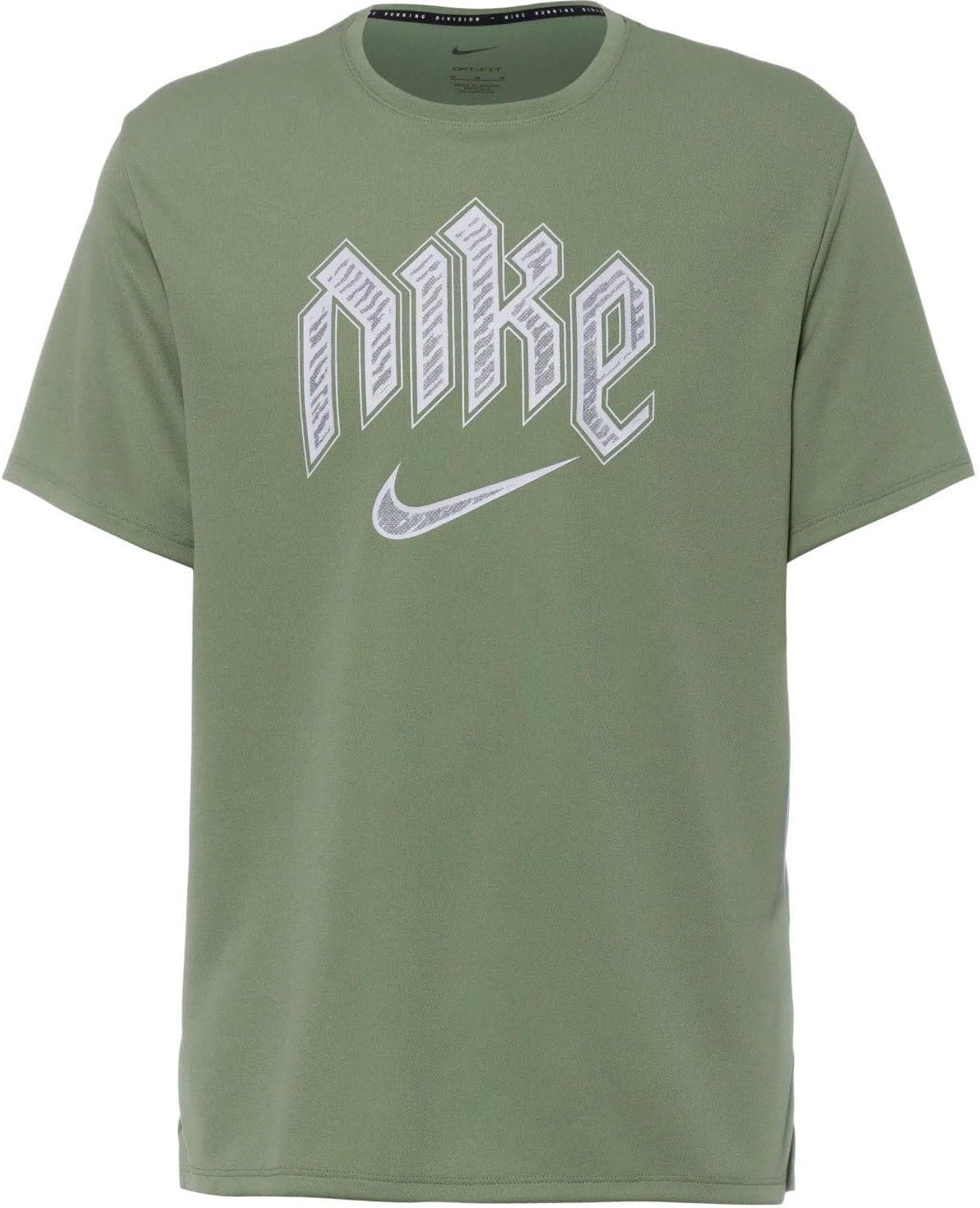 

Nike Мужская футболка для бега, Oil Green/Reflective Silv, Зеленый, Nike Мужская футболка для бега, Oil Green/Reflective Silv