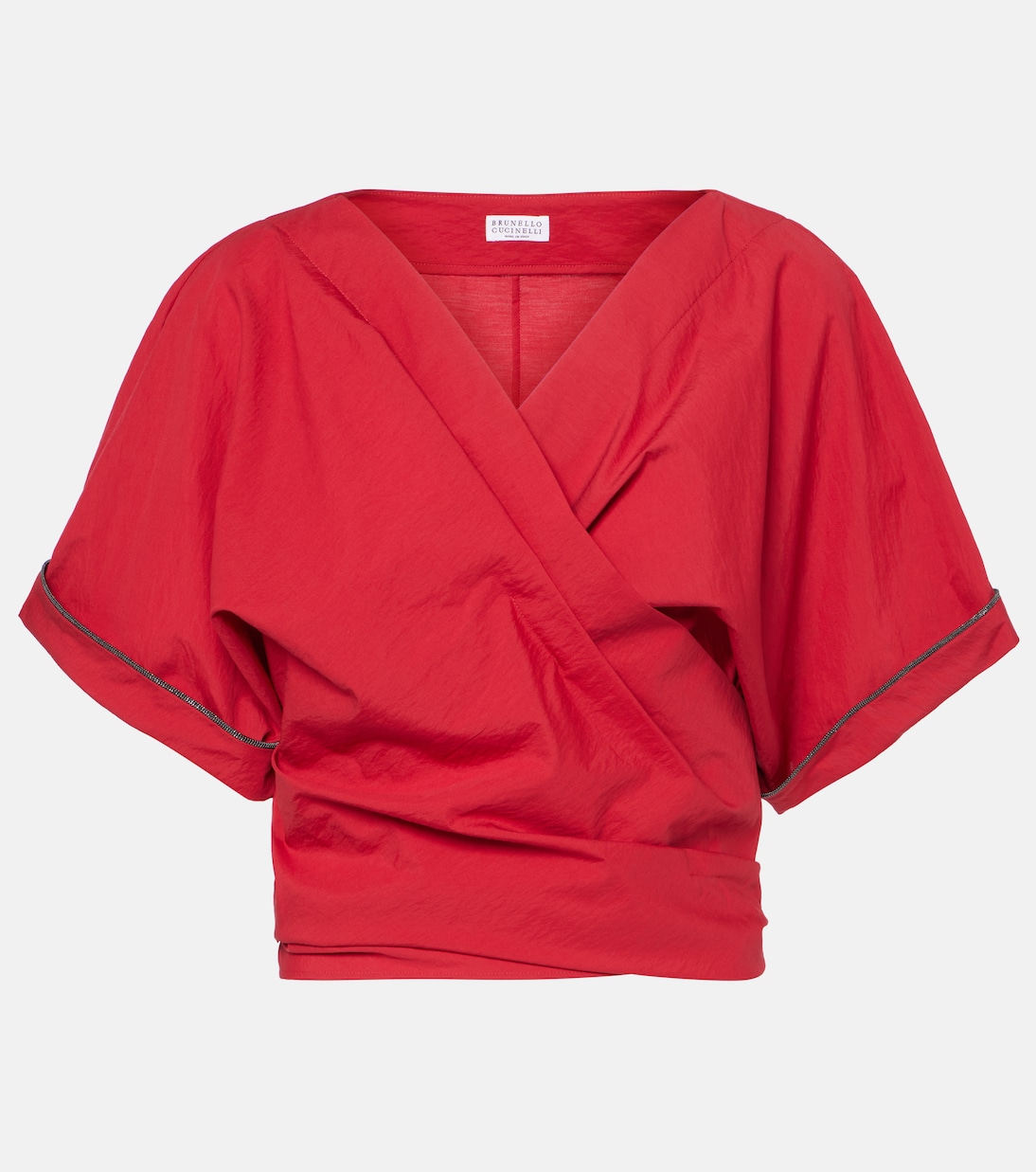 

Блузка из смесовой хлопковой ткани Brunello Cucinelli, Rosso Papavero