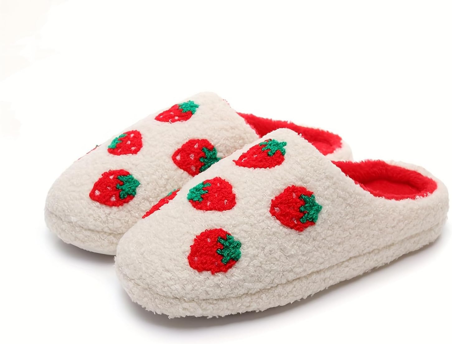 

Домашние тапочки для женщин и мужчин с эффектом памяти, на скользящей подошве, для спальни, облачные тапочки для дома и улицы с меховой подкладкой Nmhoo, Strawberry