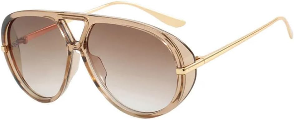 

Солнцезащитные очки UV400 - увеличенного размера, с металлическим градиентом, в стиле панк, для женщин и мужчин, для бега и занятий спортом на открытом воздухе UYPTK, Champagne