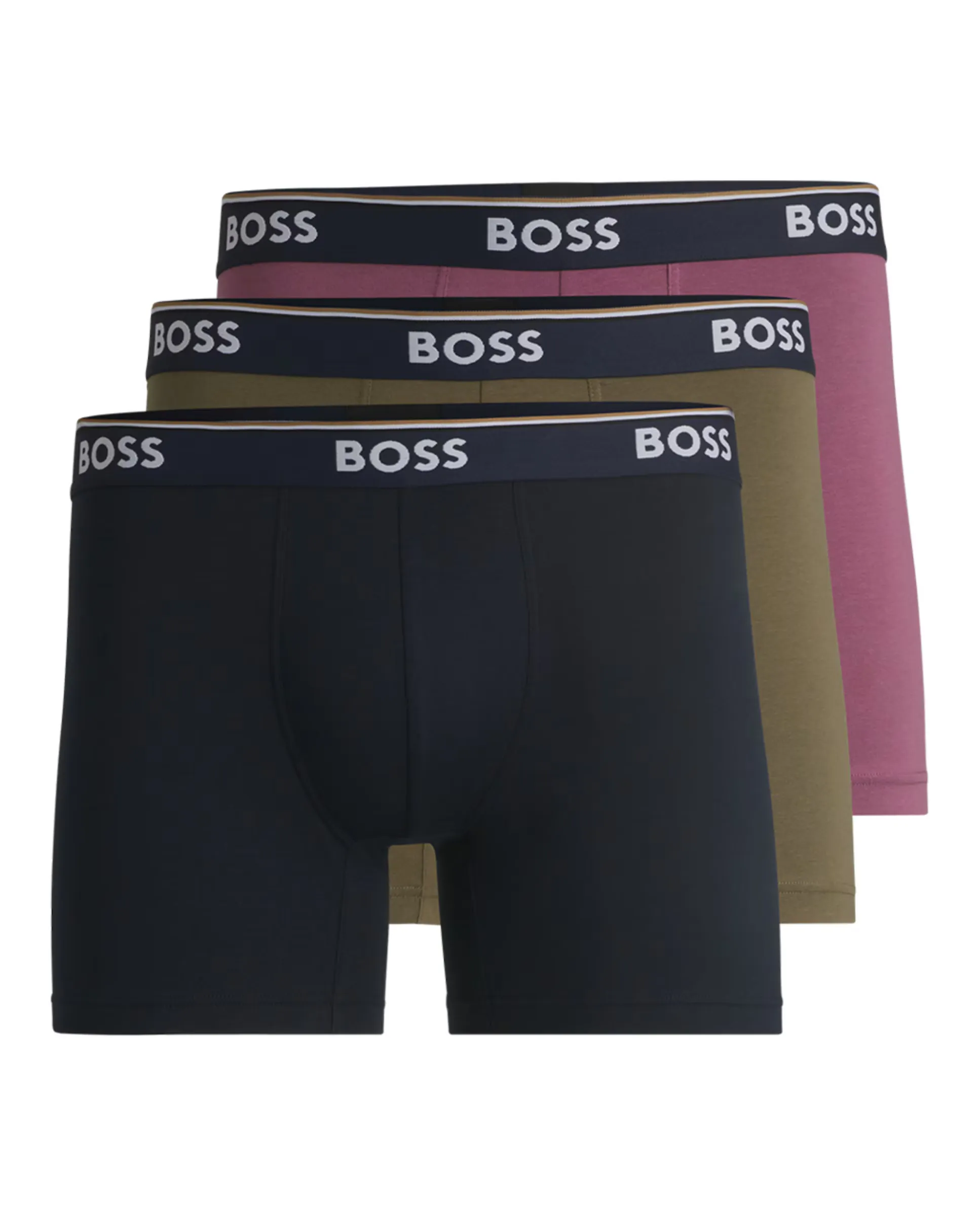 

Набор из трех эластичных хлопковых боксеров с логотипами для мужчин Boss, мультиколор