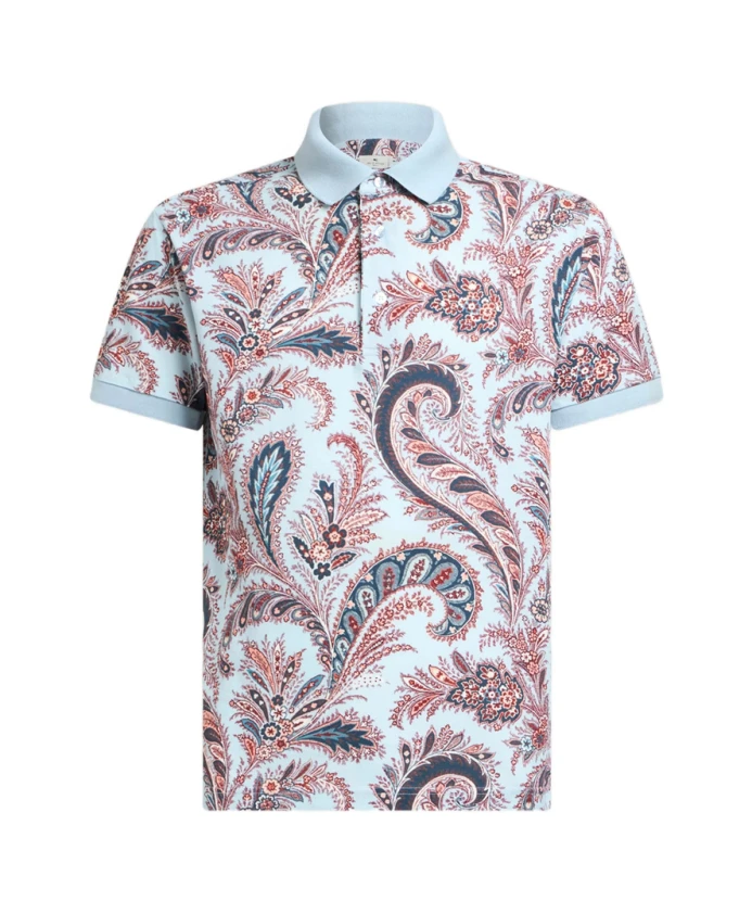 

Светло-Голубой поло-свитер с узором пейсли Etro, мультиколор