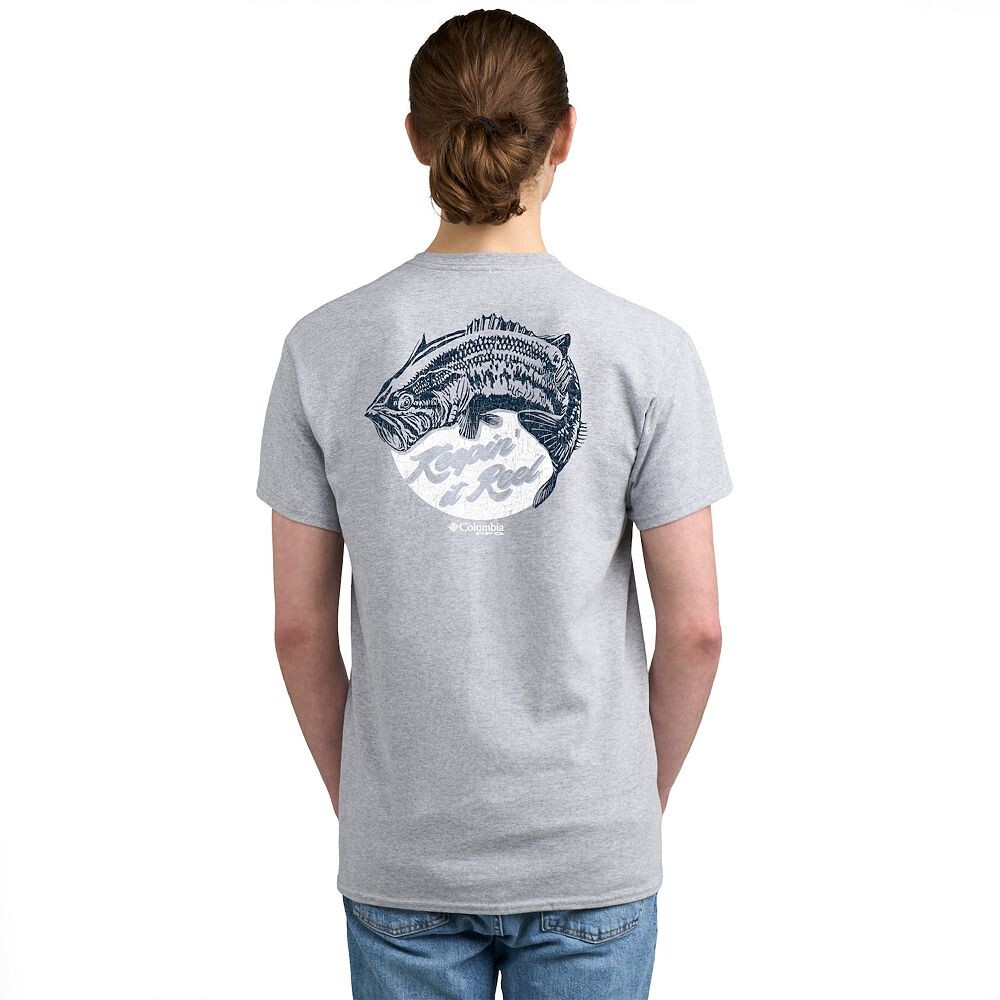 

Мужская футболка с короткими рукавами и рисунком Columbia PFG, цвет Gray Fish