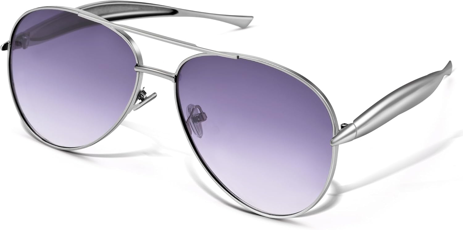 

Солнцезащитные очки-авиаторы NULOOQ большого размера золотистого цвета для женщин и мужчин, ретро-оправа из металла в стиле 70-х годов, C5* Silver Frame/Gradient Gray Lens