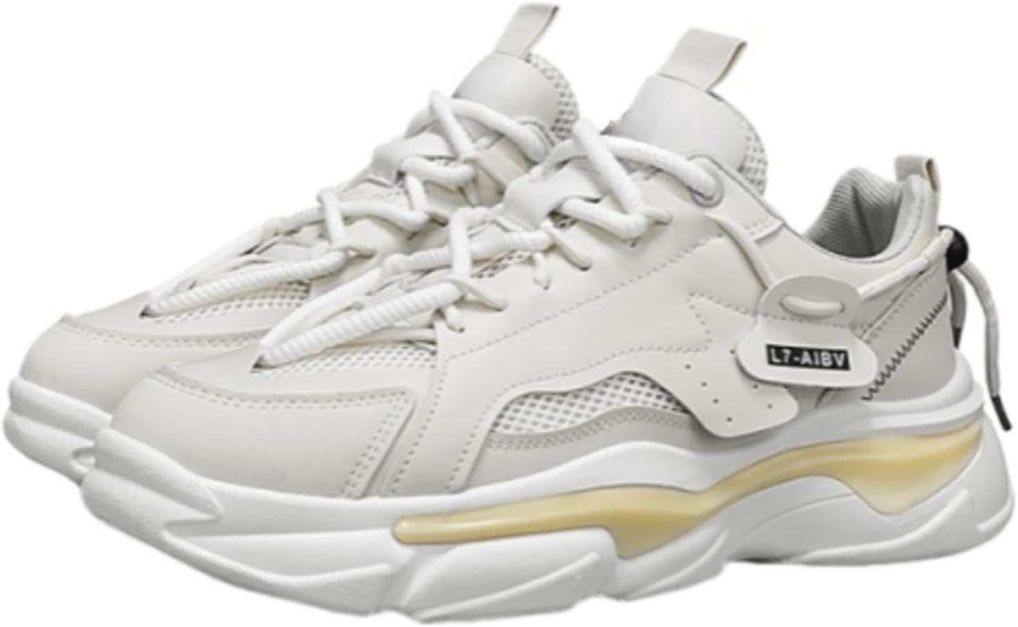 

Мужские массивные кроссовки JHFDIOY на платформе, легкие и дышащие, повседневные «папины» кроссовки на шнуровке, удобные модные теннисные кроссовки для прогулок, бежевый