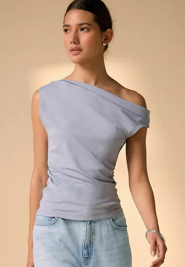 Футболка Next, Regular fit asymmetric sleeveless drape top, базовая — фото 2