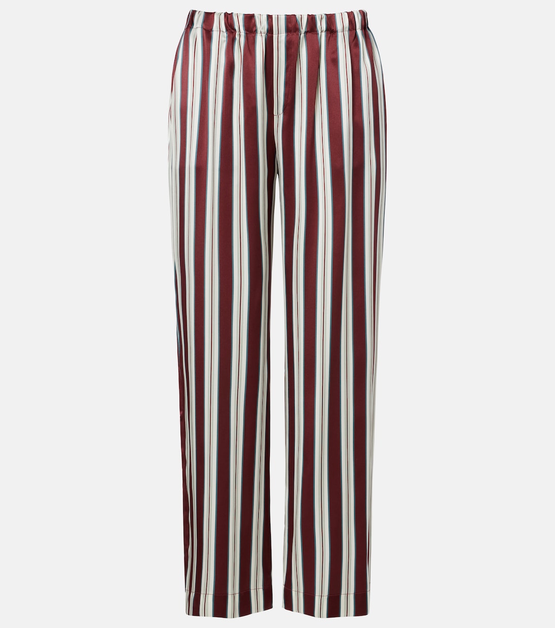 

Пижамные брюки из шелкового атласа в полоску Rosa Asceno, Maroon Fine Stripe