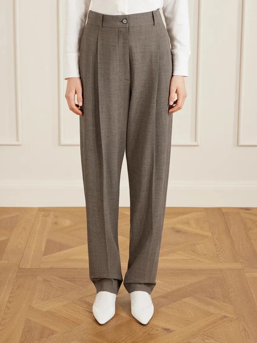 Широкие шерстяные брюки THE ROW, бирюзовый — фото 3