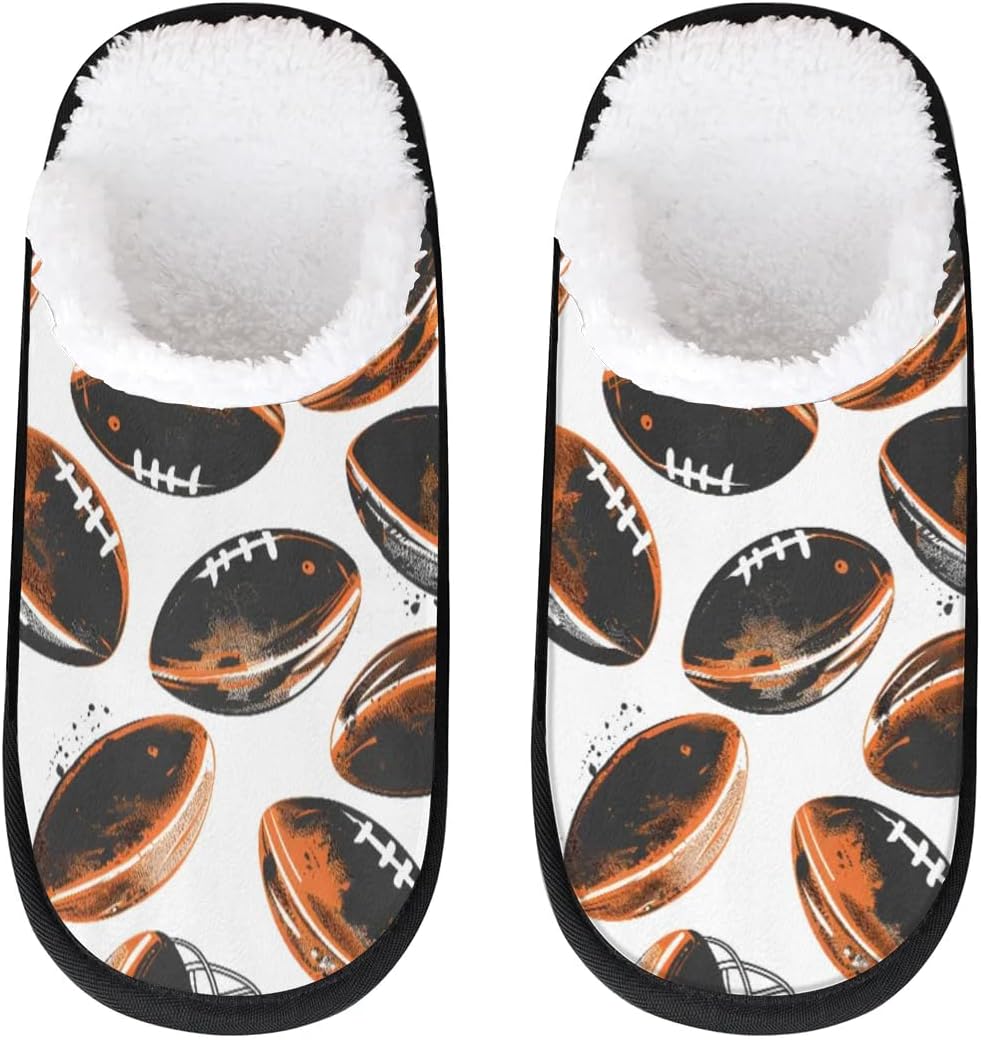 

Домашние тапочки для женщин и мужчин, уютные тапочки с противоскользящей подошвой, теплые плюшевые тапочки для дома, спальни и путешествий Gublec, Footballs Themed