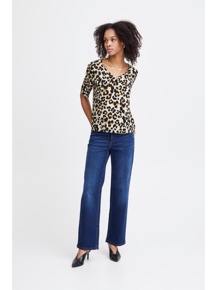 

Блузка с короткими рукавами IHMARRAKECH, стандартный крой, цвет Tannin Leo Aop ICHI