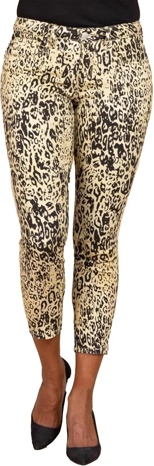 

Royalty for Me Women's Mid Rise Animal Print Ankle Jean