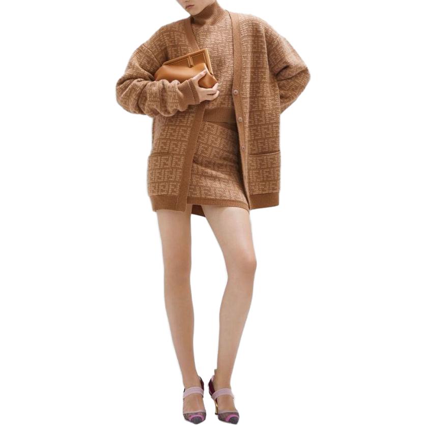 FENDI Вязаный свитер FW23 женский коричневый — фото 4