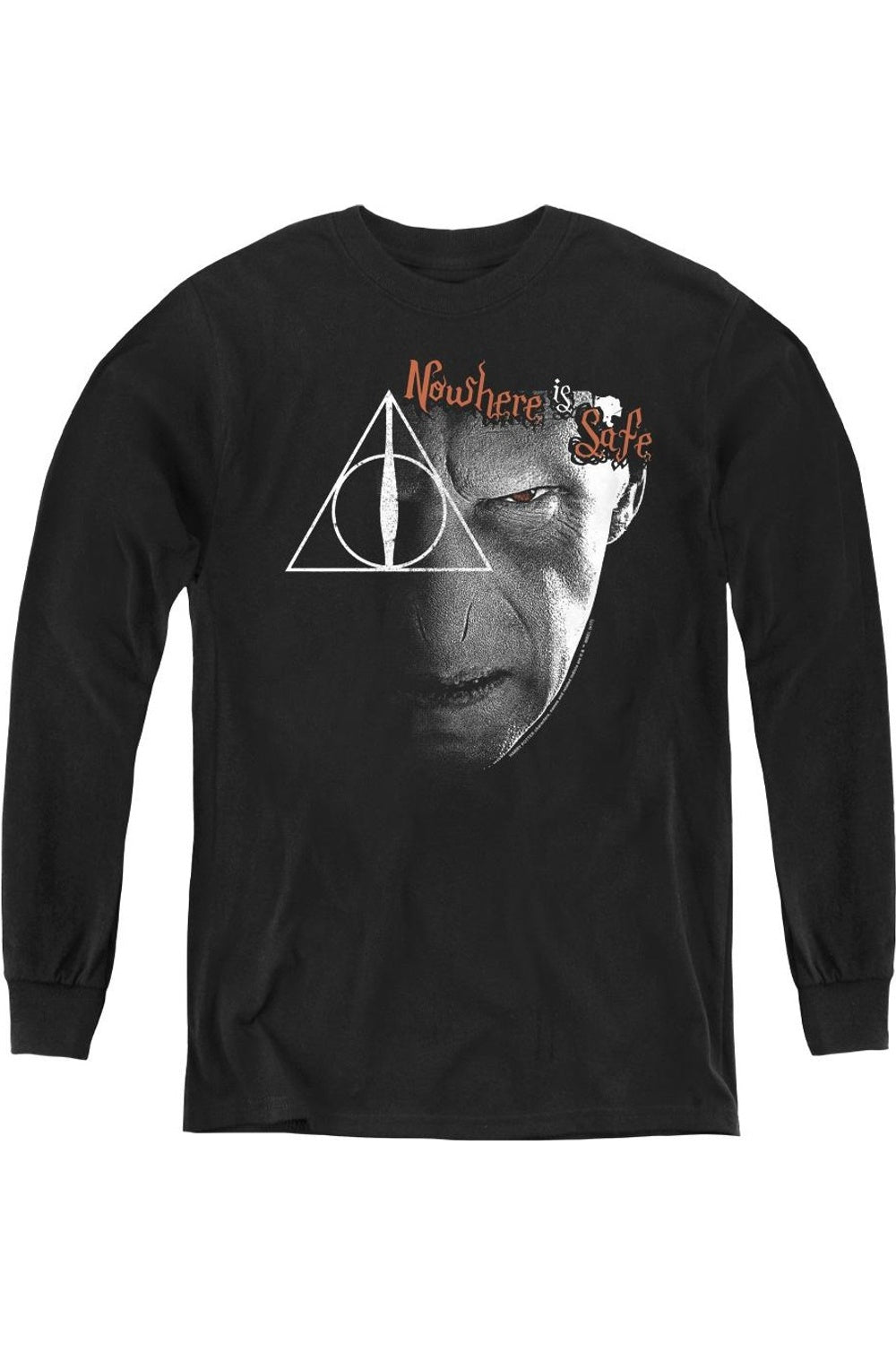 

Футболка с длинным рукавом Harry Potter Nowhere Is Safe для молодежи Gildan, черный