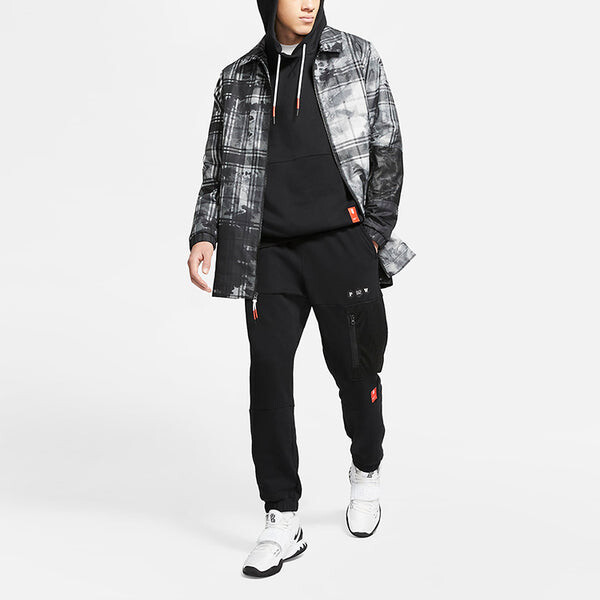 Куртка kyrie свободные спортивные принтованные клетчатые тканые Куртка Nike, черный — фото 4