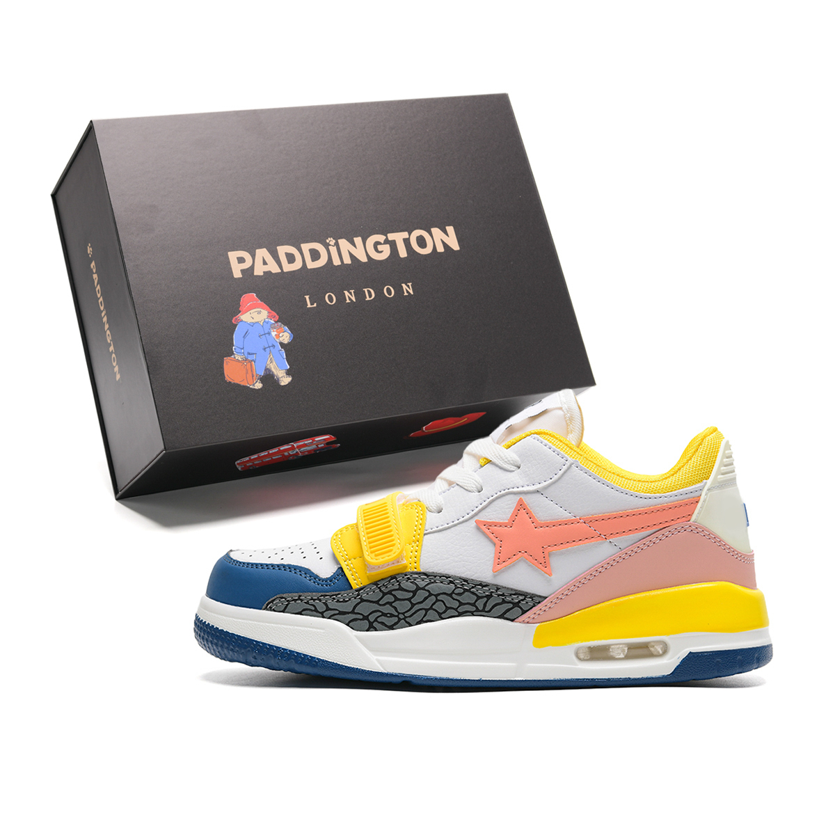 

Paddington Bears Износостойкие лоу-топ скейтборд кроссовки унисекс желтый розовый синий, цвет Yellow Pink Blue