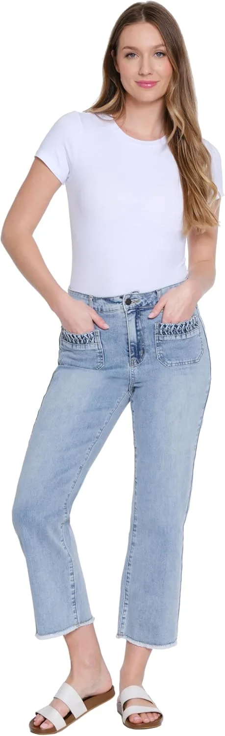 

TRU Luxe женские джинсы кроп с широкими штанинами и плиссированными карманами