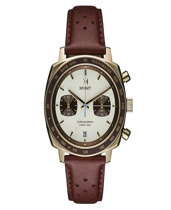 

Мужские часы Mulholland Racer с коричневым кожаным ремешком, 42 мм Mvmt, brown