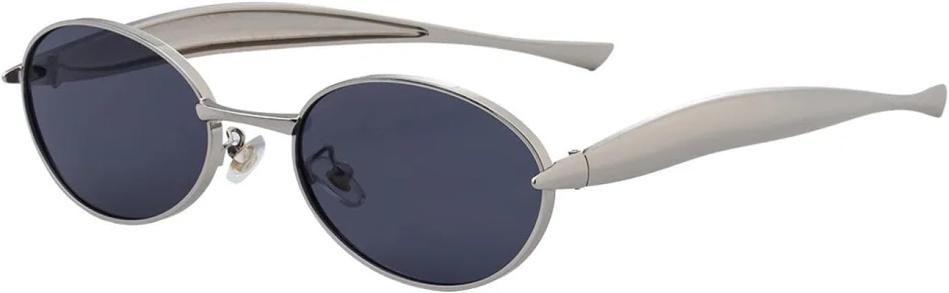 

Солнцезащитные очки с защитой от УФ-излучения UV400 | Овальная маленькая оправа в стиле панк с металлическим блеском | Для женщин и мужчин, для занятий спортом на открытом воздухе и вождения DSVIGF, Silver Black