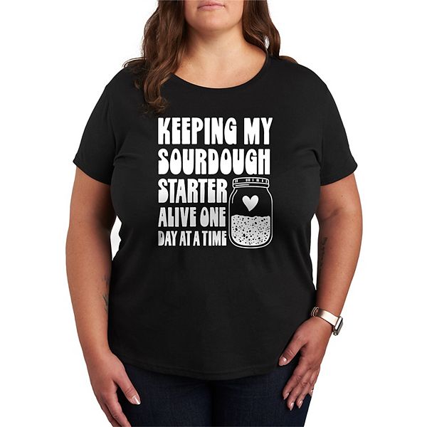 

Футболка с принтом "Keeping my sourdough starter alive one day at a time" Plus size Licensed Character, Black, Черный, Футболка с принтом "Keeping my sourdough starter alive one day at a time" Plus size Licensed Character, Black