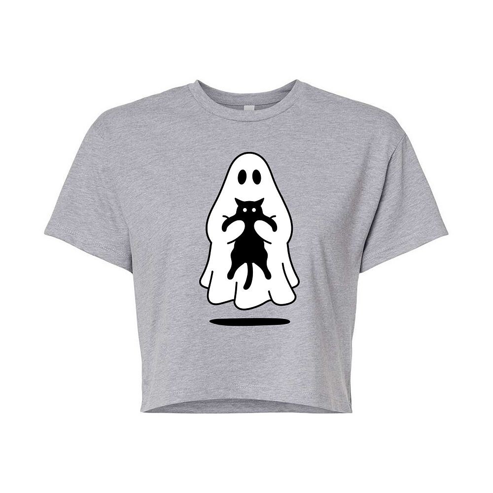 

Укороченная футболка для юниоров Ghost Holding Black Cat Licensed Character, цвет Heather Gray