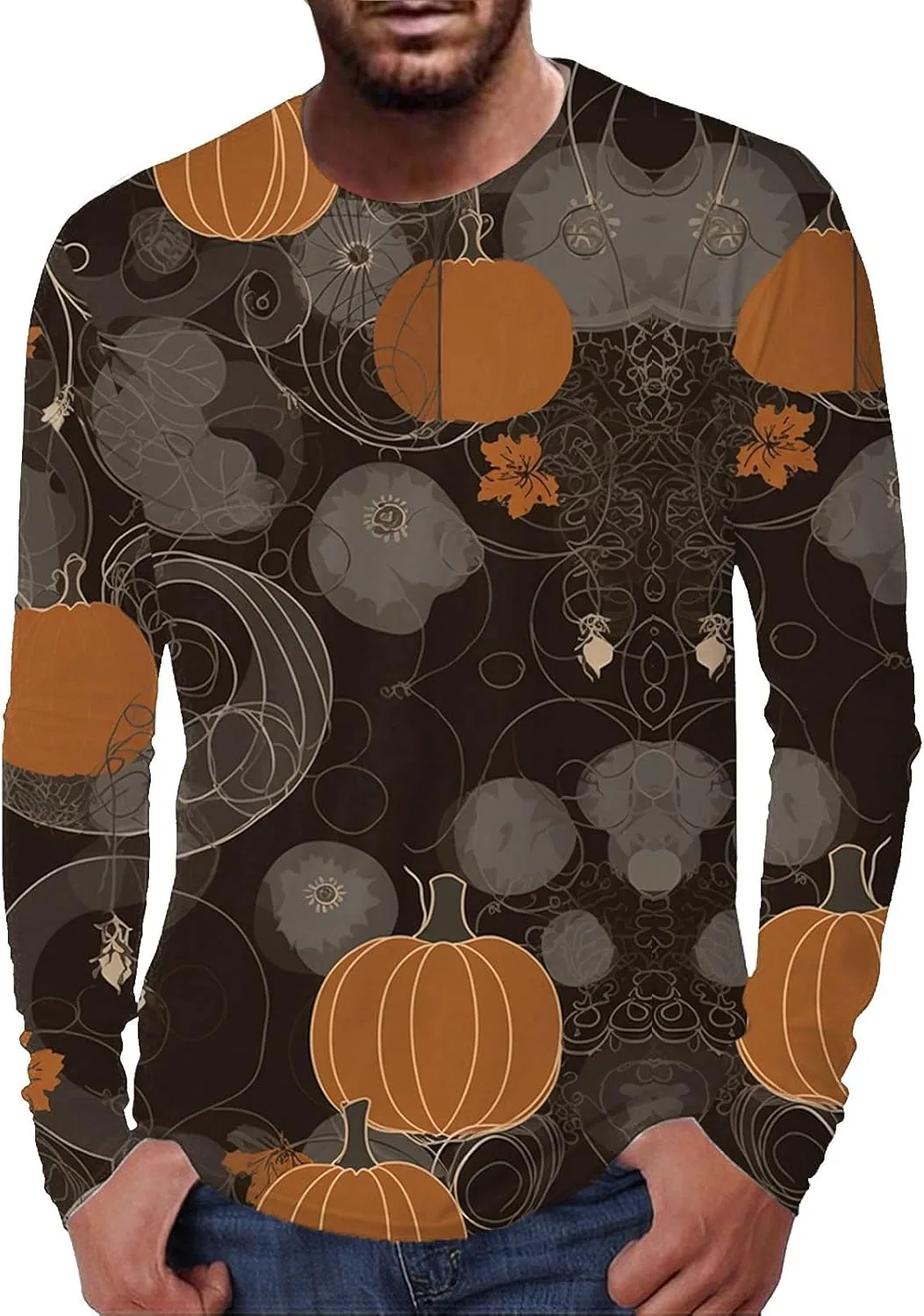 Мужская футболка Pumpkin Fun с принтом на Хэллоуин — фото 3