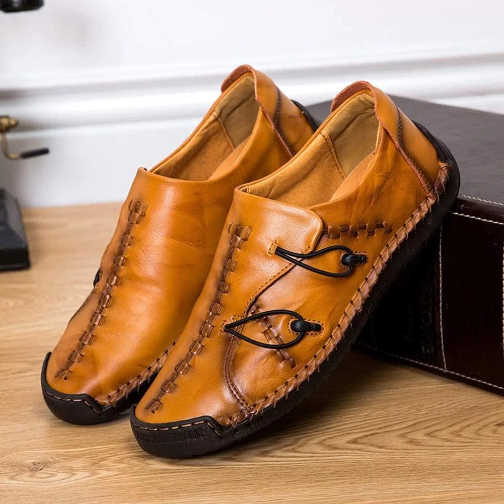 Лоферы кожаные Moccasins Yellow Asifn — фото 3
