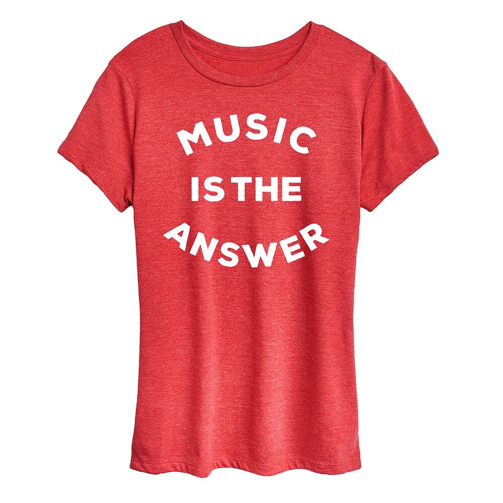 

Женская футболка с рисунком Music is the Answer, цвет Heather Red