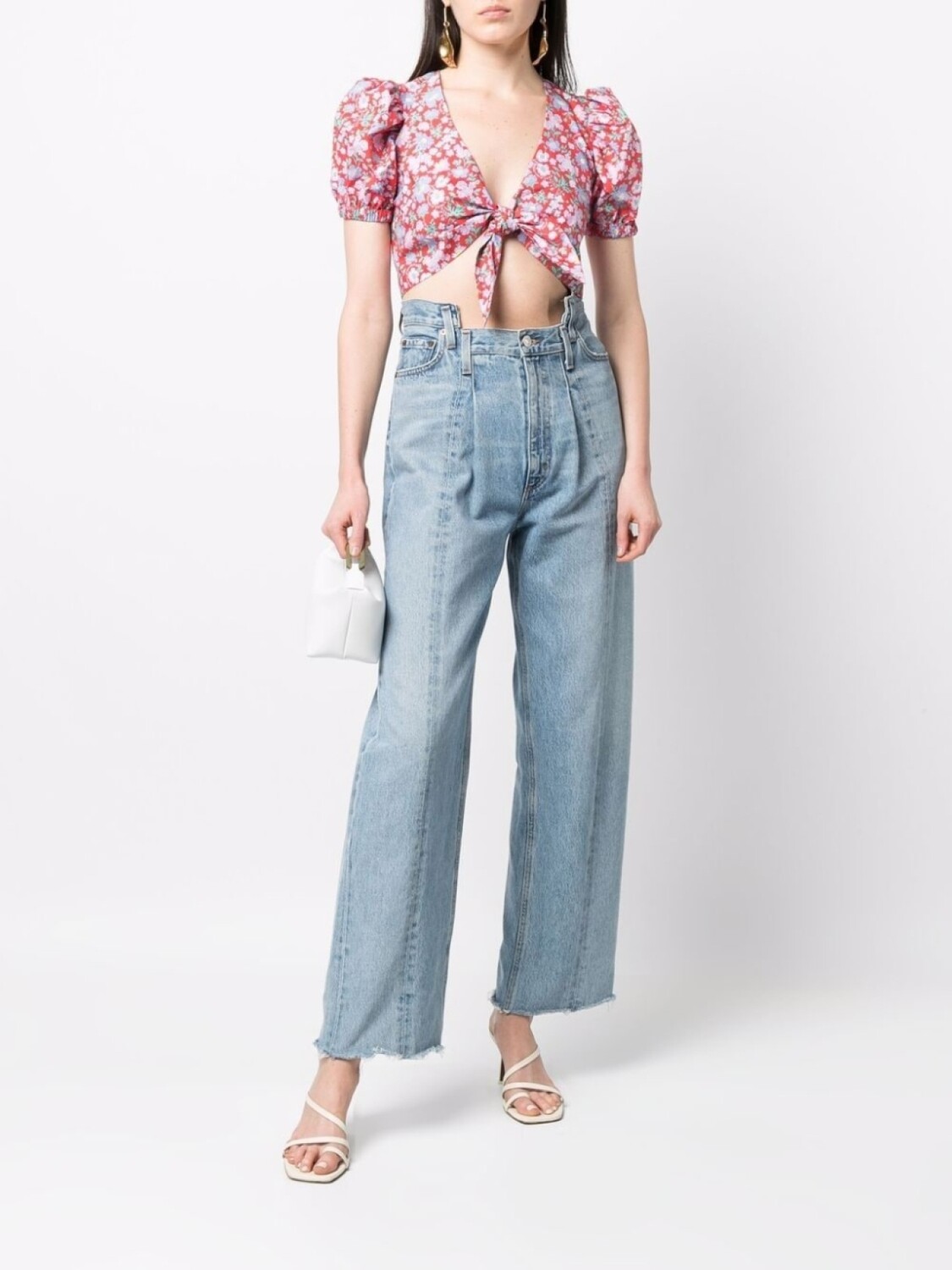 

Укороченный топ с цветочным принтом Versace Jeans Couture, красный
