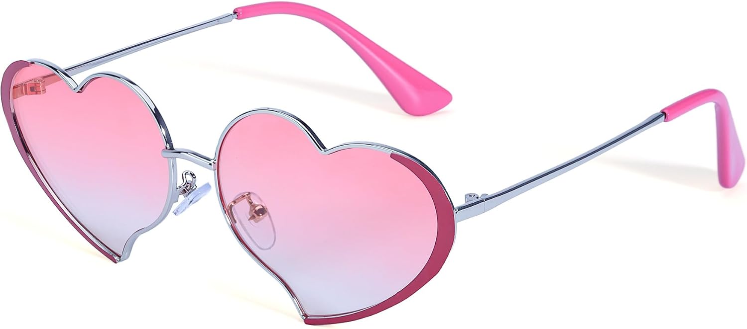 

Солнцезащитные очки FancyPink для женщин в форме сердца — тонкая металлическая оправа, очаровательная форма сердца, идеально подходит для вечеринок, музыкальных мероприятий и отдыха на природе, A05-sliver Frame Pink Lenses