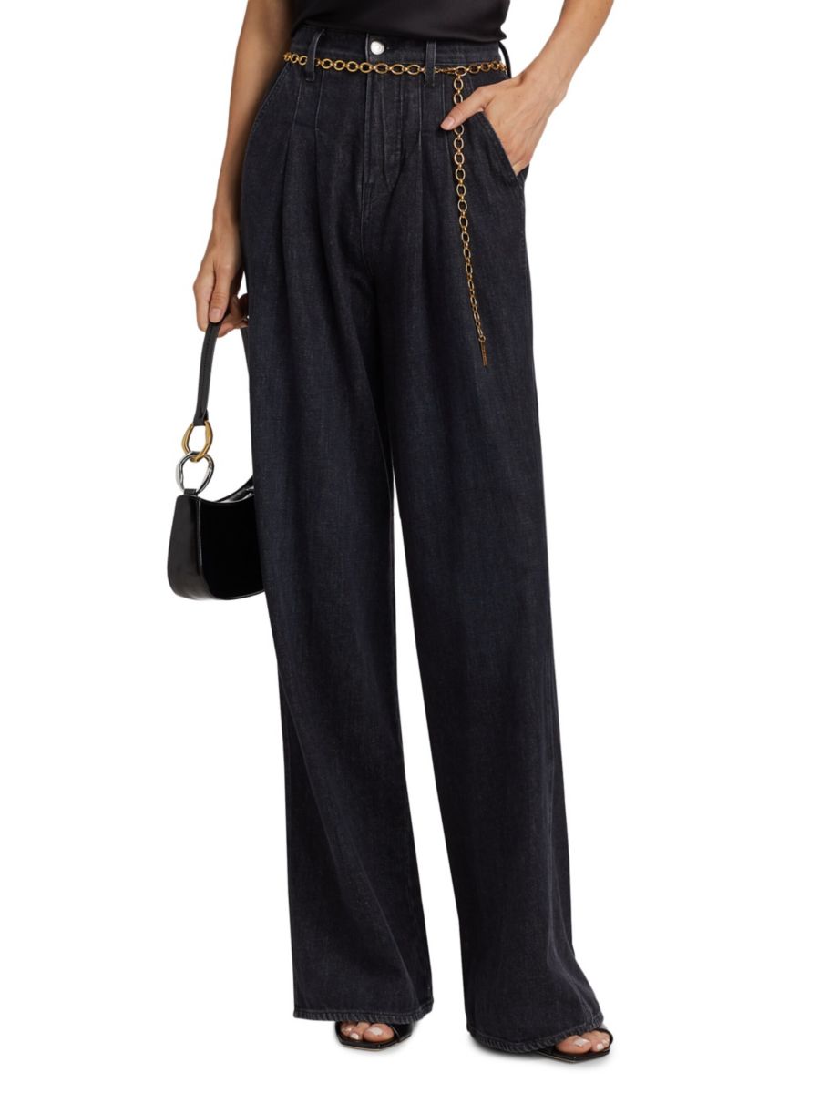 

Джинсы Mia Cotton Wide-Leg Veronica Beard, цвет Washed Onyx