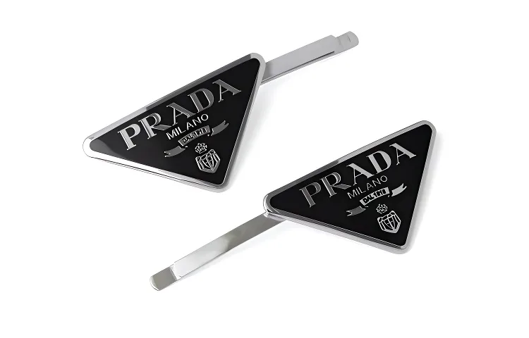 Заколки для волос с треугольным логотипом (набор из 2 шт) PRADA, черный — фото 3