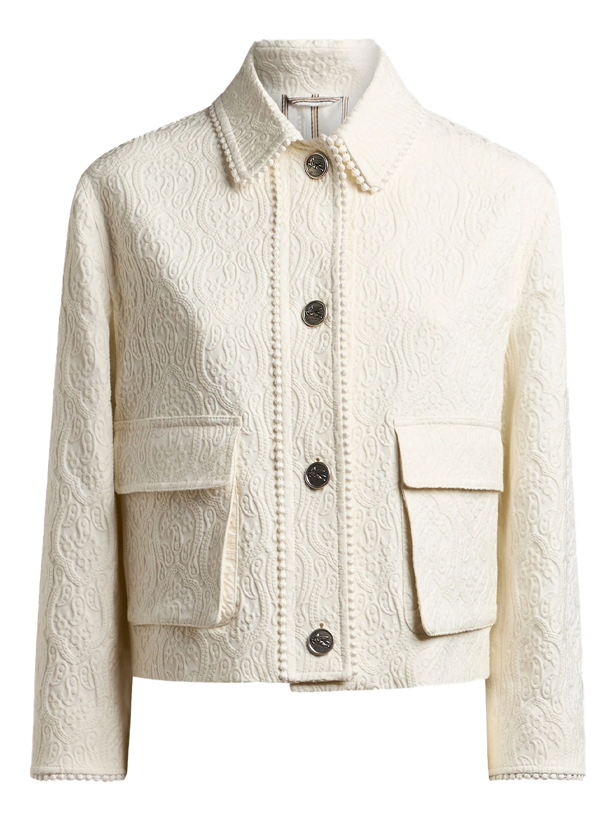 

Укороченный жакет с парчовой отделкой Etro, белый