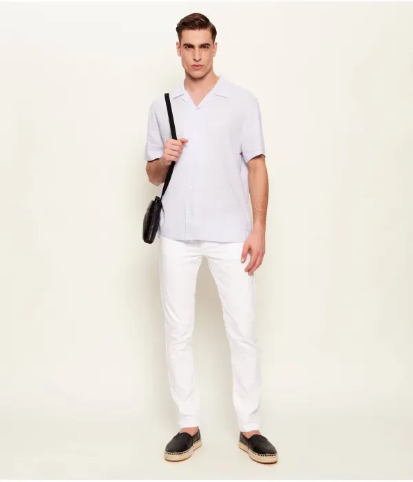 Льняная рубашка classic fit Calvin Klein, фиолетовый — фото 2