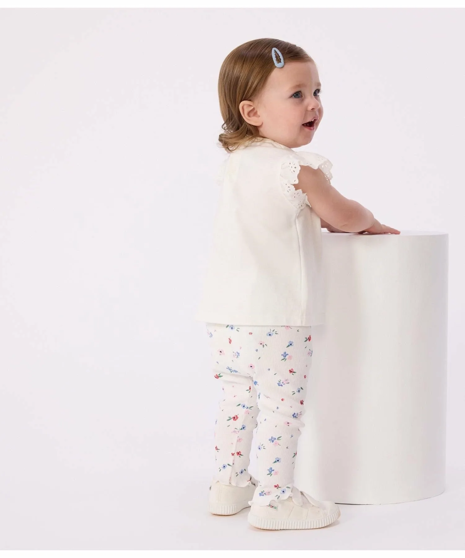 Футболка с оборками на рукавах PETIT BATEAU, Off white — фото 3