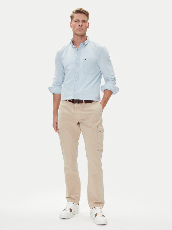 Брюки из ткани straight fit Denton MW0MW39695 Tommy Hilfiger, бежевый — фото 2