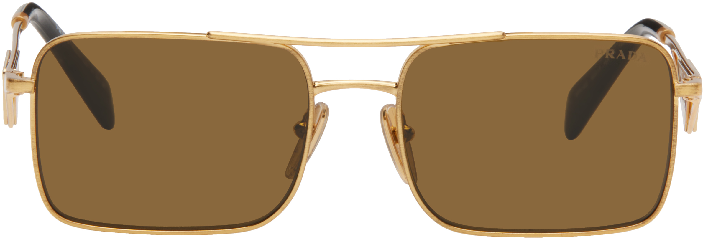 

Солнцезащитные очки в металлической оправе с золотыми углами Prada Eyewear