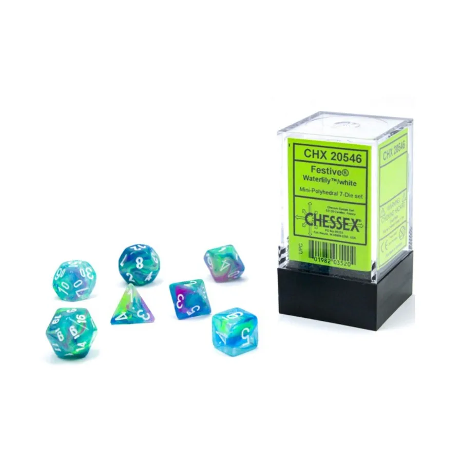 

Мини-набор Poly Poly — праздничная кувшинка с белым (7), Dice - Miniature 10mm & 5mm (Chessex)