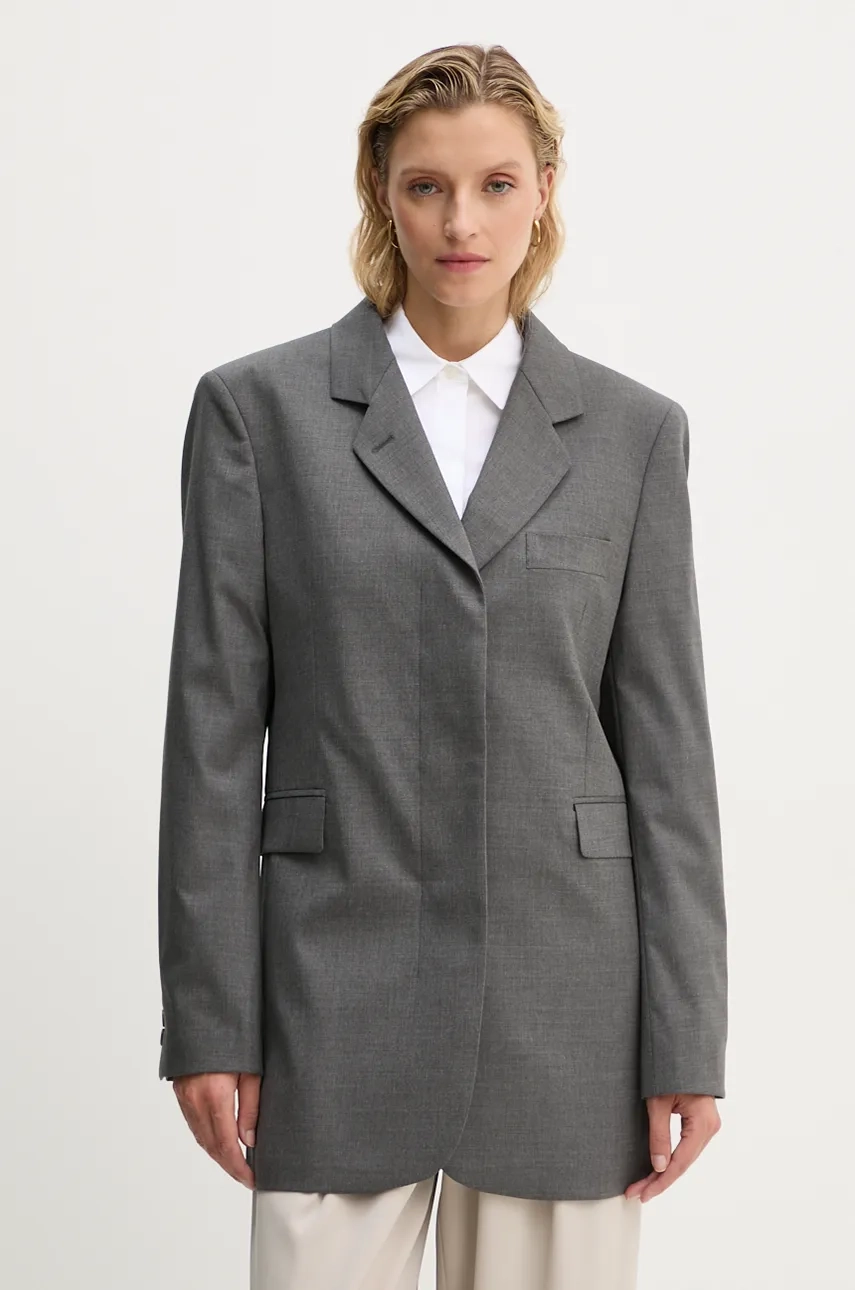 

Блейзер с добавлением шерсти Boxy Blazer Remain, серый