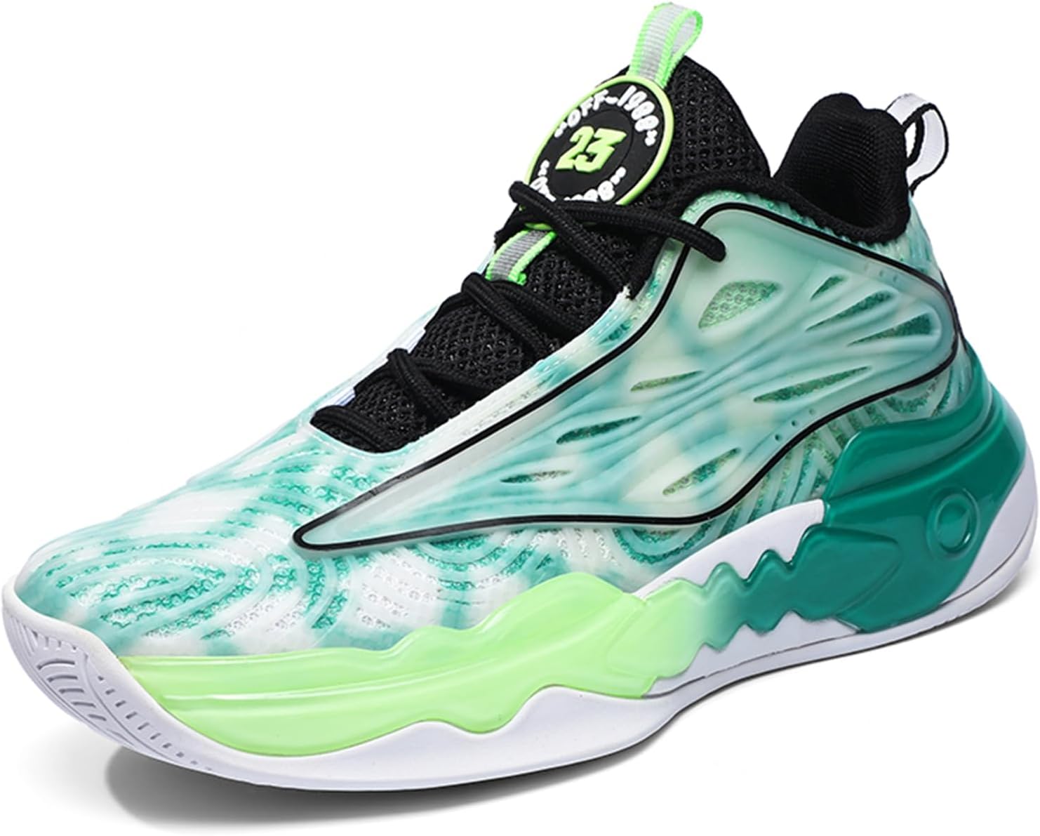 

Мужские высокие дышащие кроссовки на шнуровке с круглым носком и толстой подошвой, противоскользящие баскетбольные кроссовки, подходящие для тренажерного зала, бега и велосипедных прогулок Qaoterod, зеленый